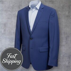 JOS A BANK Mens Blazer Sport Coat Two Button Suit Jacket 44R Wool Navy Blue